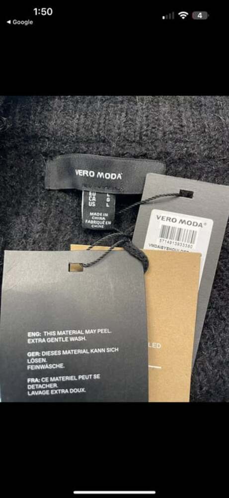 Vero Moda Women's Daisy Wide Shoulder Long Blouse Sweater in Black Size Large |